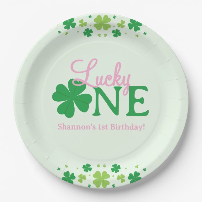 Lucky One First 1st Birthday Party Pappteller (Vorderseite)