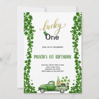 LUCKY ONE GREEN BIRTHDAY PARTY Invitation Einladung