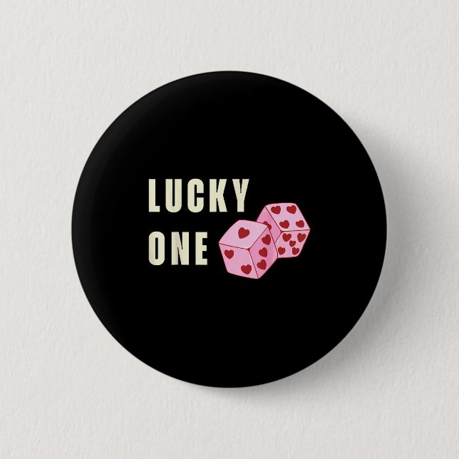 Lucky One Heart Dice Couples Matching Valentines D Button (Vorderseite)