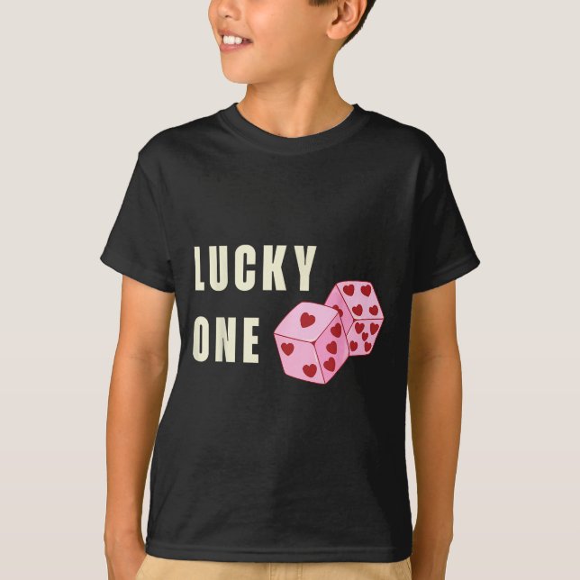 Lucky One Heart Dice Couples Matching Valentines D T-Shirt (Vorderseite)