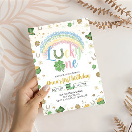 Lucky One Rainbow Birthday Invitation