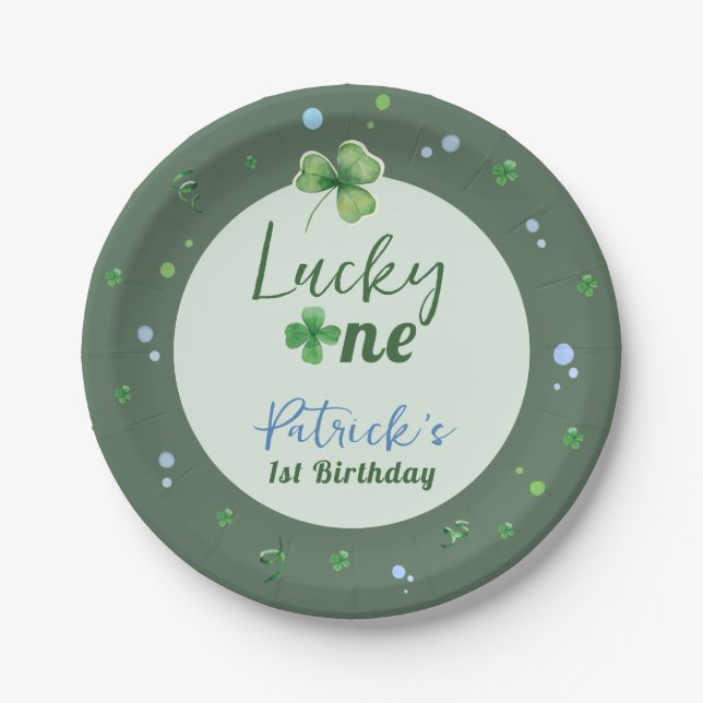Lucky One St Patrick Boy Birthday Pappteller (Vorderseite)