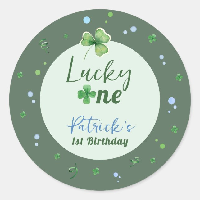 Lucky One St Patrick Boy Birthday Runder Aufkleber (Vorderseite)