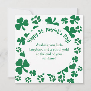 Lucky Paws St. Patrick's Day Card Kleeblatt Feiertagskarte