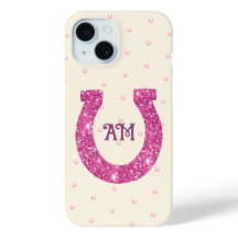 Lucky Pink Glitzer Horseshoe Name Initials