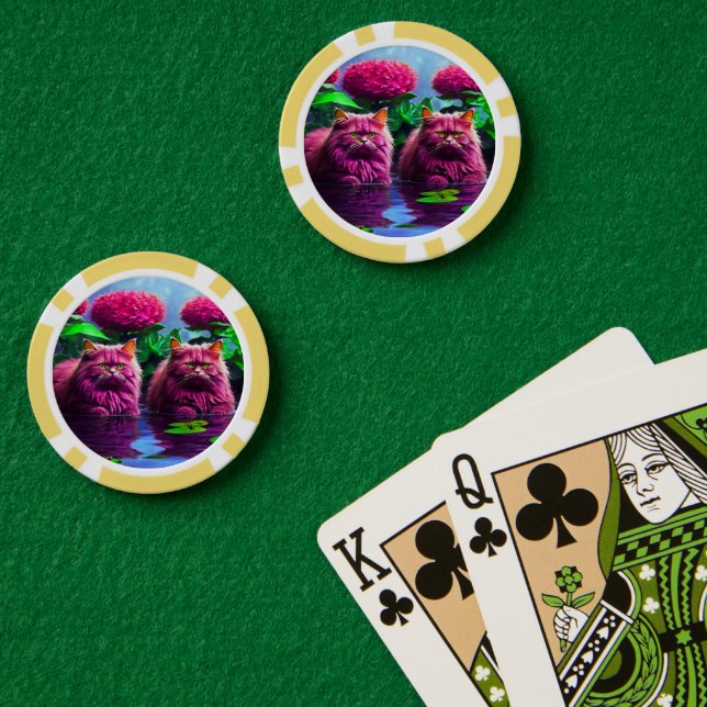 Lucky Poker Chips for Cat Lovers (Pokertisch (doppelt))