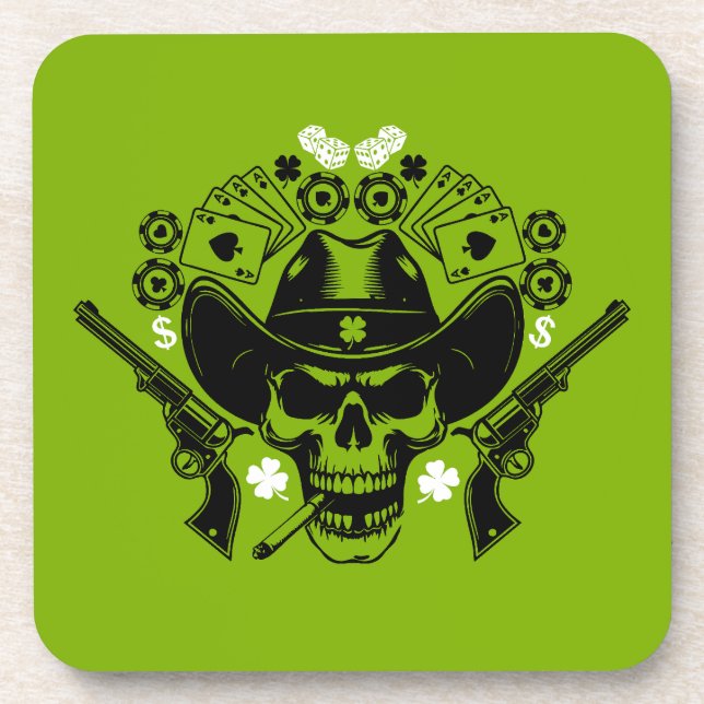 Lucky Poker Skull Getränkeuntersetzer (Vorderseite)
