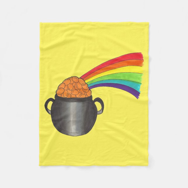 Lucky Pot of Gold Rainbow St Patrick's Day Fleecedecke (Vorderseite)