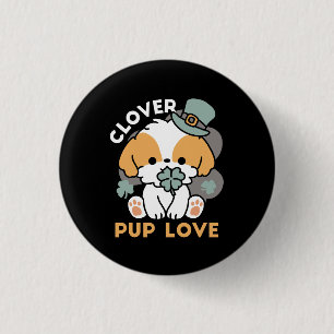 Lucky Pup mit Clover - St. Patrick's Day Gift Button