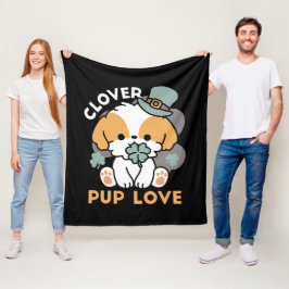 Lucky Pup mit Clover - St. Patrick's Day Gift Fleecedecke