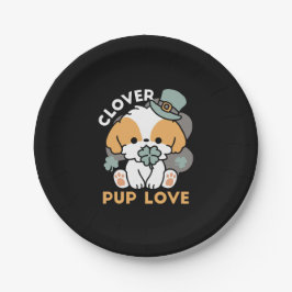 Lucky Pup mit Clover - St. Patrick's Day Gift Pappteller