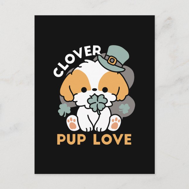 Lucky Pup mit Clover - St. Patrick's Day Gift Postkarte (Vorderseite)