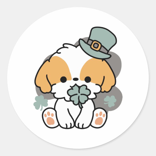 Lucky Pup mit Clover - St. Patrick's Day Gift Runder Aufkleber (Vorderseite)