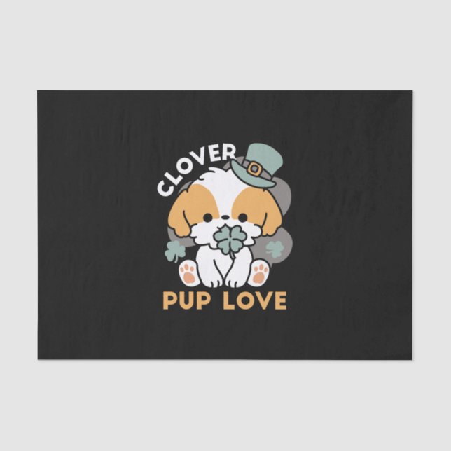 Lucky Pup mit Clover - St. Patrick's Day Gift Seidenpapier (Vorderseite)