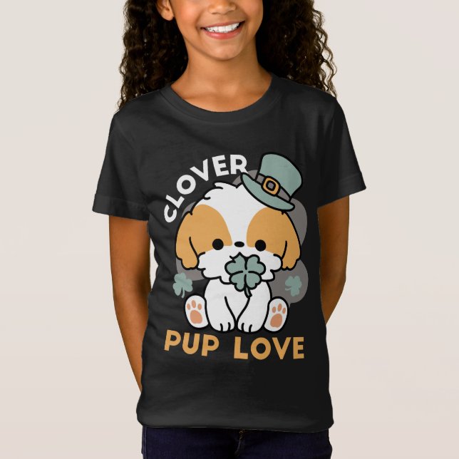 Lucky Pup mit Clover - St. Patrick's Day Gift T-Shirt (Vorderseite)