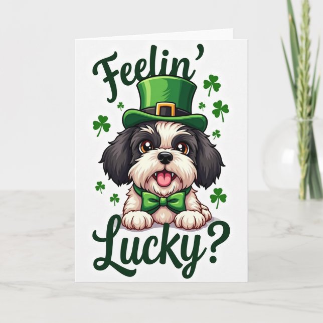 Lucky Puppy St Patricks Day Card Karte (Vorderseite)