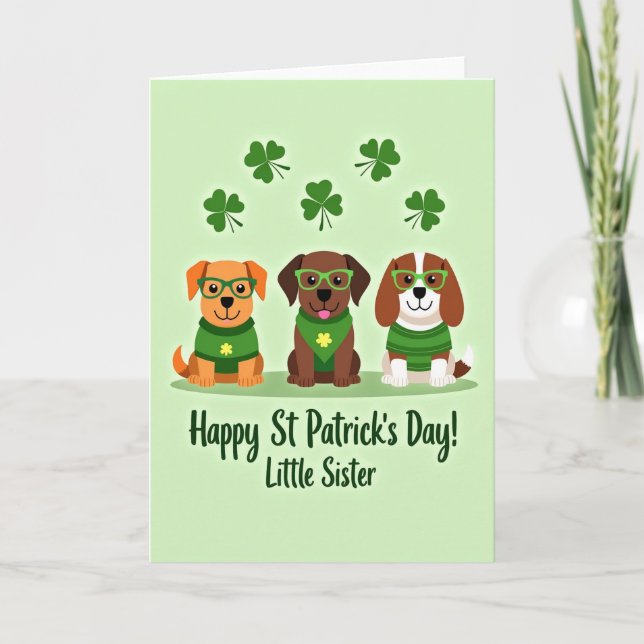 Lucky Pups Happy St Patricks Card Karte (Vorderseite)