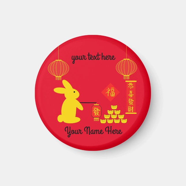 Lucky Rabbit #5 Round Magnet (Vorne)