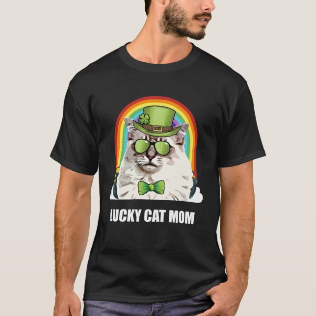 Lucky Ragdoll Cat Mom St Patricks Day T-Shirt (Vorderseite)