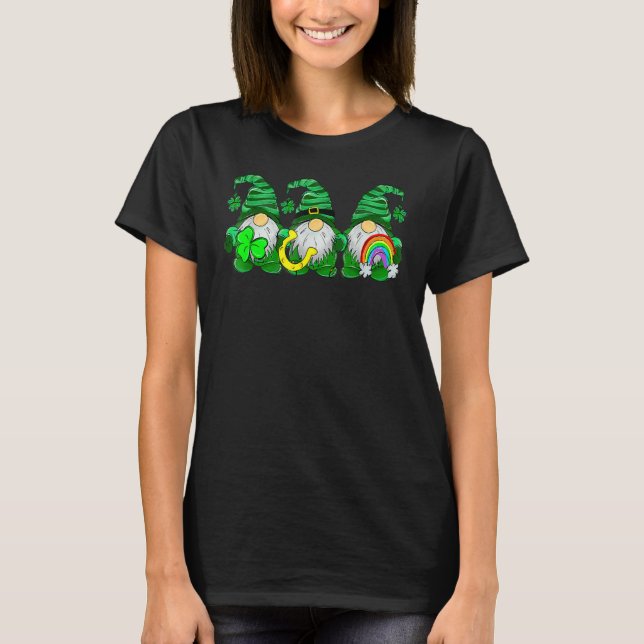 Lucky Rainbow Gnome Happy St Patrick's Day Kids Wo T-Shirt (Vorderseite)