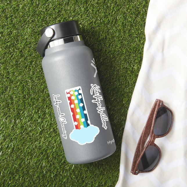 Lucky Rainbow mit Namensaufkleber Aufkleber (HydroFlask Insitu)
