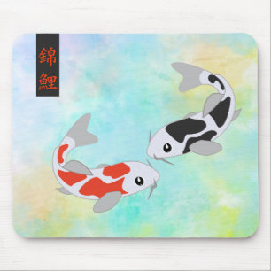 Lucky Red & Black Koi Fisch Mousepad