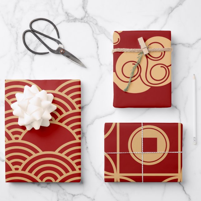 Lucky Red Geschenkpapier Set (Vorderseite)