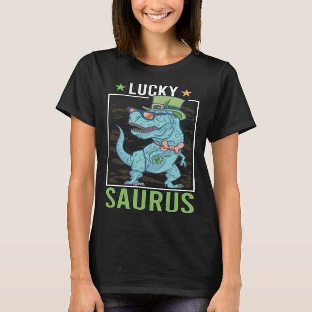 Lucky Saurus Irish Rex Dinosaur  St Patrick s Day  T-Shirt (Vorderseite)