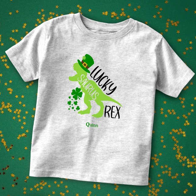 Lucky Saurus Rex Dinosaur St. Patrick's Day Kleinkind T-shirt (Von Creator hochgeladen)