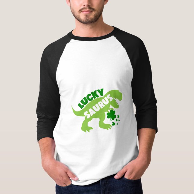 Lucky Saurus - St. Patrick's Day Dino T-Shirt (Vorderseite)