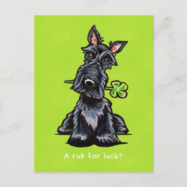 Lucky Scottie Dog Personalized Postkarte (Vorderseite)