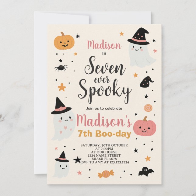 Lucky Sept Enfants Halloween Invitation Anniversai (Devant)