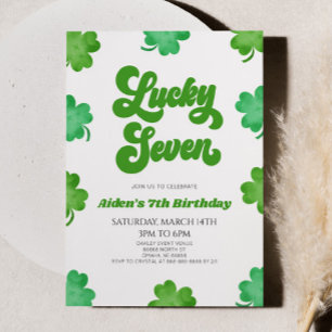 Lucky Seven Green Cloud 7. Geburtstagsparty Einladung