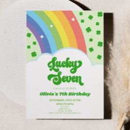 Lucky Seven Rainbow 7. Geburtstagsparty Einladung