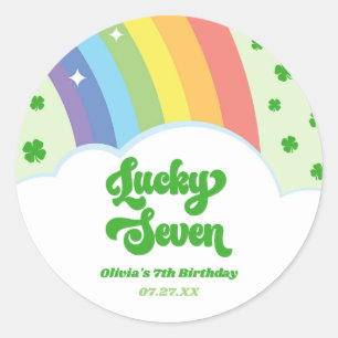Lucky Seven Rainbow Clolies 7. Geburtstagsparty Runder Aufkleber