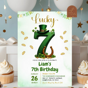 Lucky Seven St Patricks Tag Geburtstag Einladung