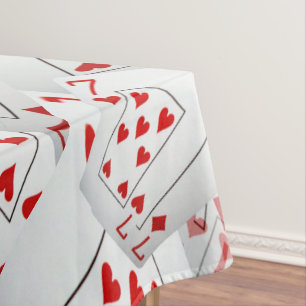 Lucky Sevens Diamonds and Hearts Poker Cards, Tischdecke