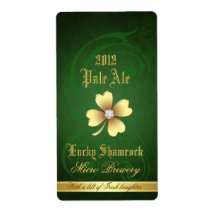 Lucky Shamrock Elegant Gold Beer Étiquette