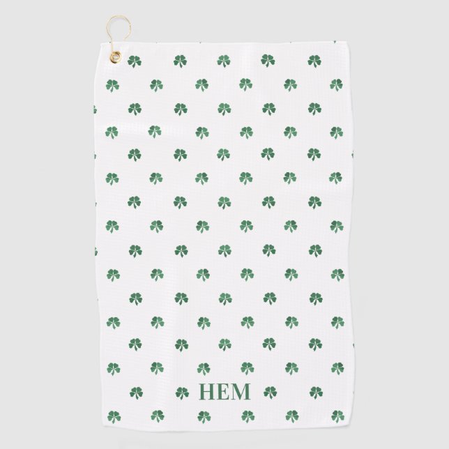 Lucky Shot Mit Monogramm Irish Clovers Golf Handtu Golfhandtuch (Vorderseite)