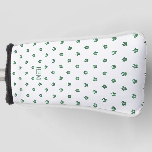 Lucky Shot Mit Monogramm Irish Four Leaf Clovers Golf Headcover (Vorderseite)