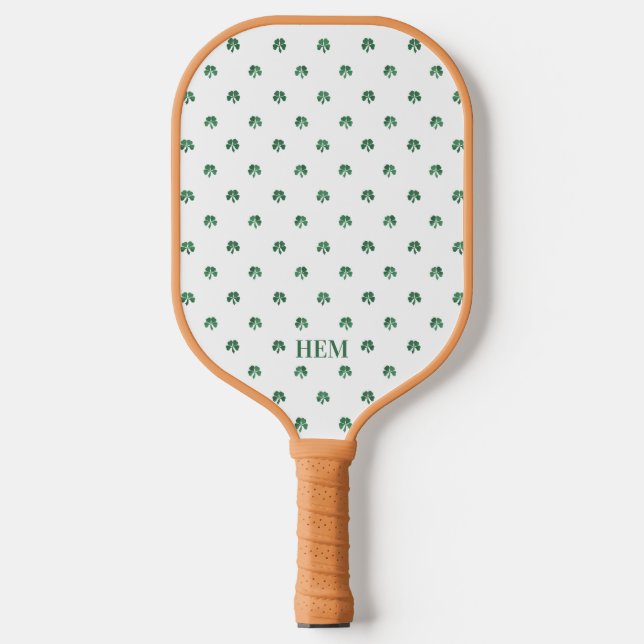 Lucky Shot Mit Monogramm Pickleball Vierblättriges Pickleball Schläger (Vorderseite)