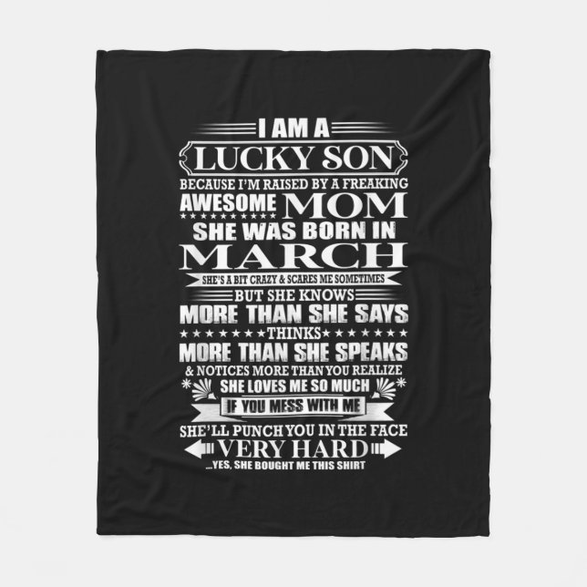 Lucky Son durch eine Phantastische Mama Geschenk f Fleecedecke (Vorderseite)