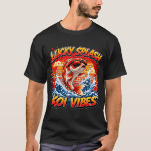 Lucky Splash Koi Vibes Farbiger Koi Fisch Cartoon T-Shirt
