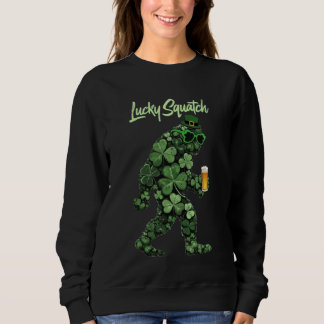 Lucky Squatch St Patrick's Day Bigfoot Shamrock Sweatshirt