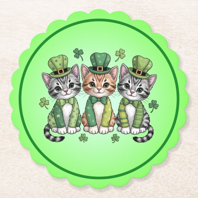 Lucky St. Patrick’s Day Kittens-47474 Untersetzer (Vorderseite)
