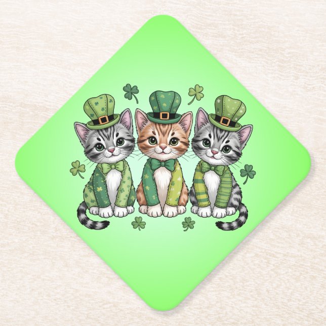 Lucky St. Patrick’s Day Kittens-47474 Untersetzer (Vorderseite)