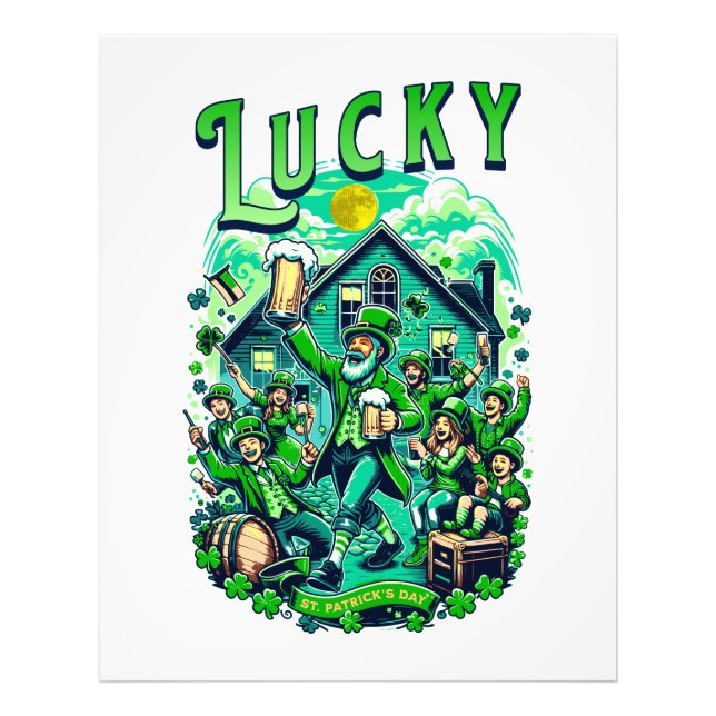 Lucky St Patrick's Day Beer Drinking Pub Party Fotodruck (Vorne)
