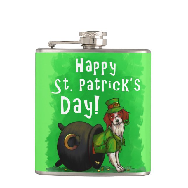 Lucky St. Patrick's Day Dog Flachmann (Vorderseite)
