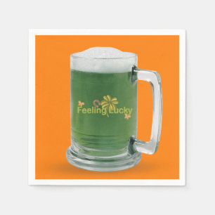 Lucky St. Patrick's Day Green Beer Serviette