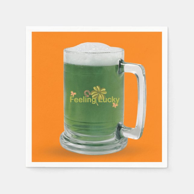 Lucky St. Patrick's Day Green Beer Serviette (Vorderseite)